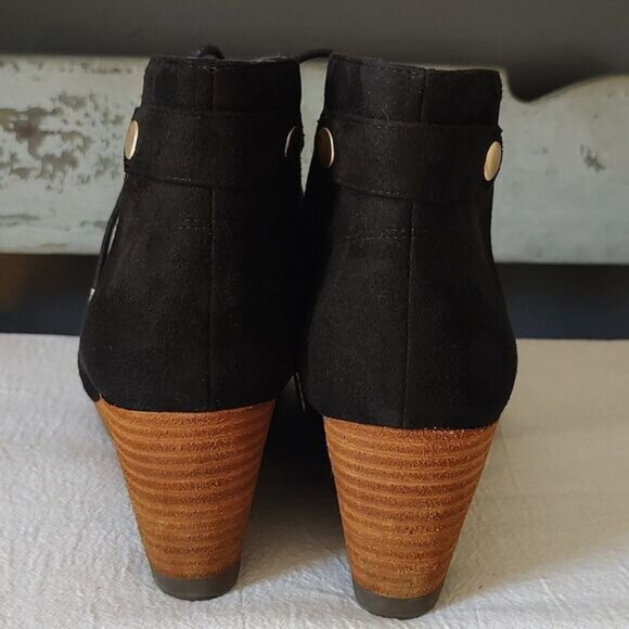 EUC! Dr. Scholls Conquer Women's Vegan Wedge Bootie Black Size 9 - Picture 5 of 10